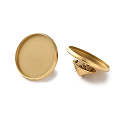 Золотой 304 плоская круглая брошь из нержавеющей стали, основа для броши, ионное покрытие (ip), золотые, 21.5x11 мм, внутренний диаметр: 20 мм