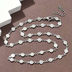 Нержавеющая Сталь Цвет 304 ожерелья из текстурированной цветочной цепочки из нержавеющей стали, не тускнеет, цвет нержавеющей стали, 17-3/8 дюйм (44.2 см)