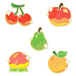 (52) Непрозрачная лаванда 10шт. 5 стильные эмалированные значки с фруктами, покраска золотых значков из сплава для лацканов одежды рюкзака, разнообразные, разноцветные, 23~24.5x18~28.5 мм, 2 шт / стиль