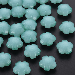 Mittlerer Aquamarin Nachahmung Gelee Acrylperlen, Blume, facettiert, mittlerer Aquamarin, 17x17.5x10 mm, Bohrung: 2 mm, ca. 340 Stk. / 500 g