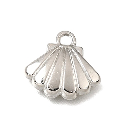 Shell Shape Pendentif en alliage , breloques d'animaux marins, platine, forme coquille, 13x14x2.5mm, Trou: 1.8mm, environ1408 pcs / 1000 g