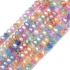 (52) Непрозрачная лаванда Стеклянные бусины, имитация нефрита , рондель, с покрытием AB цвета, граненые, разноцветные, 6x4~4.5 мм, отверстие : 1.2 мм, около 89~92 шт / нитка, 14.53~14.76'' (36.9~37.5 см)