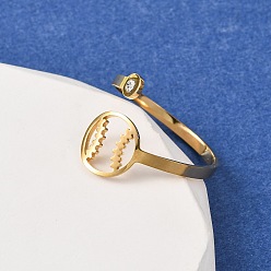 Baseball 304 открытые кольца манжеты из нержавеющей стали, со стразами, без кадмия и без свинца и без никеля, золотые, бейсбол, 15.5 мм, размер США 8 3/4 (18.7 мм)