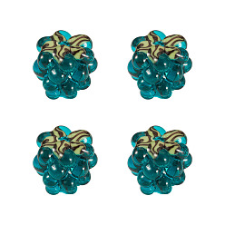 чирок 4 бусины лэмпворк ручной работы, малина, зелено-синие, 12.5x10~12 мм, отверстие : 1.6 мм