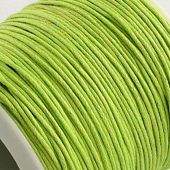 Green Yellow Waxed Cotton Thread Cords, Green Yellow, 1mm, about 100yards/roll(300 feet/roll)