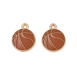 Basketball Подвески из эмали и сплава, спортивные мячи подвески, золотой свет, баскетбол, 17x13.5x2 мм, отверстие : 1.6 мм