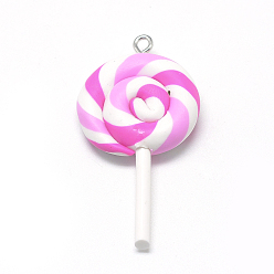 Сливовый Ручной полимерной глины большие кулоны, леденец, слива, 43~52x27~29x7~10 мм, отверстие : 2 мм