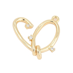Золотой Латунные микро проложить кубического циркония подвески, сердце, золотые, 16x17x4 мм, отверстие : 1.2 мм