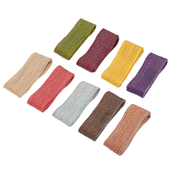 Mixed Color Flat Burlap Ribbon, Silk Hessian Ribbon, for DIY Gift Wrap, Christmas Tree Decoration, Wedding Party, Mixed Color, 1-1/2 inch(38mm), about 2m/bundle, 9 colors, 1 bundle/color, 9 bundles/set