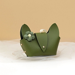 Olive Drab Creative Imitation Leather Wedding Candy Bag, Flower, Olive Drab, 16x13x5.5cm