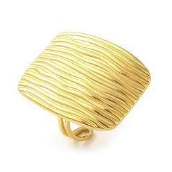 Real 18K Gold Plated Ion Plating(IP) 304 Stainless Steel Rectangle Open Cuff Ring for Women, Real 18K Gold Plated, Adjustable