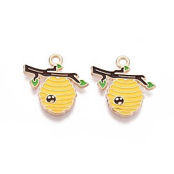 Другие Подвески из эмали и сплава, золотые, золотые, соты, 18.5x18x1 мм, отверстие : 1.8 мм