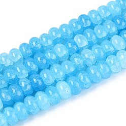 Темно-Голубой Стеклянные бусины, имитация аквамарин, рондель, окрашенные, глубокое синее небо, 8~8.5x4.5~5 мм, отверстие : 1~1.2 мм, около 155~159 шт / нитка, 30.12~31.30 дюйм (76.5~79.5 см)