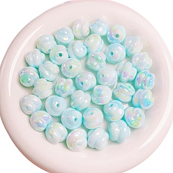 Бледно-бирюзовый 10 Светящиеся акриловые бусины с УФ-покрытием. светиться в темноте, спираль круглый, бледные бирюзовая, 16 мм