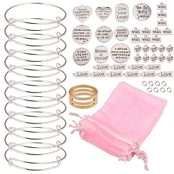 Mixed Color DIY Bangle Making Sets, with Iron Bangle Makings, Alloy Pendants and Metal Findings, Mixed Color, 25x1.5mm, Hole: 2mm