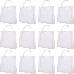 Прозрачный Прозрачный пластиковый подарочный пакет из ПВХ на день Святого Валентина с ручкой, на свадьбу день рождения детский душ, переработанный мешок, квадратный, прозрачные, 24.5x24.5x1 см