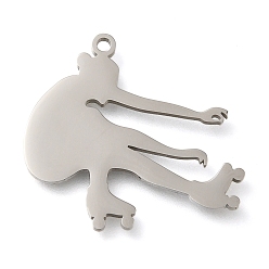 Нержавеющая Сталь Цвет Антикоррозийные 304 подвески из нержавеющей стали, лазерная резка, гимнастка на роликах очарование, цвет нержавеющей стали, 23.5x26x1.5 мм, отверстие : 1.5 мм