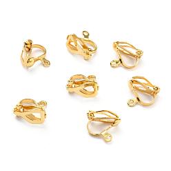 Real 18K Gold Plated 304 Stainless Steel Clip-on Earring Findings, Real 18K Gold Plated, 12x6x9mm, Hole: 1.6mm