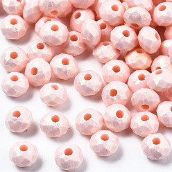 Лавандовый румянец Лакированные бусины из акрила , прорезиненный стиль, граненые, рондель, лавандовый румянец, 6x4 мм, отверстие : 1.6 мм, Около 6400 шт / 500 г
