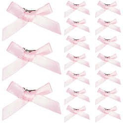 Бледно-Розовый 60шт. ленточные бантики-заколки для волос типа «крокодил», с железной заколкой для волос, розовый жемчуг, 29~41x49~52x9~10.5 мм