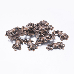 Красная Медь Сеттинги для кулона(страза), тибетский стиль, без кадмия, без никеля и без свинца, лягушка, Красная медь, 21x12x3 мм, пригодный для стразов 1 мм, отверстие : 1 мм