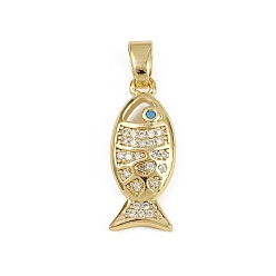 Прозрачный Латунные микро проложить кубического циркония подвески, рыбы прелести, без кадмия и без свинца, реальный 18 k позолоченный, прозрачные, 22x9x3.5 мм, отверстие : 2.5x4.5 мм