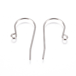 Stainless Steel Color 304 Stainless Steel Earring Hooks, with Horizontal Loop, Stainless Steel Color, 27.5x16.5x0.8mm, Hole: 1.8mm, 21 Gauge, Pin: 0.7mm