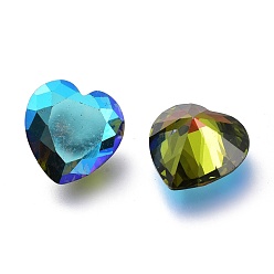 Peridot SI Кубического циркония указал назад кабошоны, граненое сердце, перидот си, 12x12x7 мм