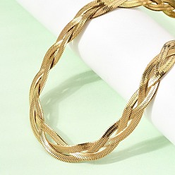 Настоящее золото 18K Унисекс 304 плетеная плоская цепочка-змейка из нержавеющей стали, ионное покрытие (ip), реальный 18 k позолоченный, 17.87 дюйм (45.4 см)