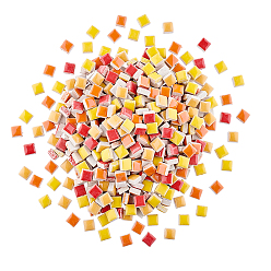 Mixed Color Porcelain Cabochons, Mosaic Tiles, for Home Decoration or DIY Crafts, Square, Mixed Color, 9.8x9.8x5mm, about 510pcs/box