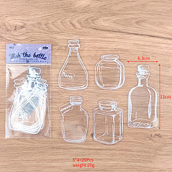 Bottle Пластиковая прозрачная прессованная обложка для закладки в виде цветка, закладка для образцов сухоцветов своими руками, с клеем внутри, образец бутылки, 130x63 мм, 5 стиль, 4 шт / стиль, 20 шт / комплект