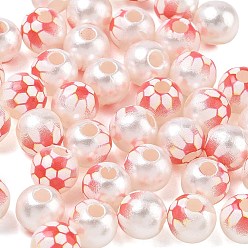 Red Sports Printed ABS Plastic Beads, Football, Red, 7x7.5mm, Hole: 2.5mm, 2173pcs/500g