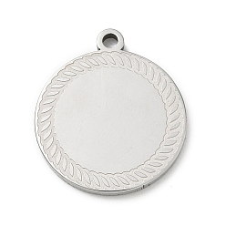Autres Pendentifs en acier inoxydable, charmes rondes plates, couleur inox, épi de blé, 201mm, Trou: 24.5x21.5x2mm