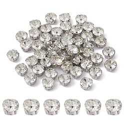 Кристалл Квадратная вышивка стразами, многожильных ссылки, акриловые горный хрусталь, с настройками латуни, аксессуары для одежды, кристалл, 8x8x6 мм, отверстие : 1~1.5 мм