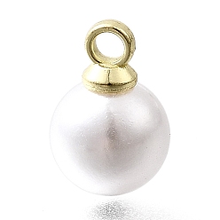 Белый Подвески из АБС-пластика с жемчугом, круглые, с петлей из легкого золотого сплава, белые, 10x7 мм, отверстие : 1.6 мм