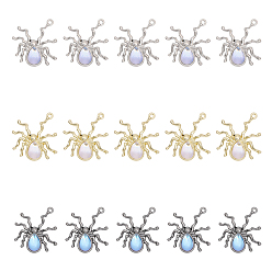 (52) Непрозрачная лаванда 15шт 3 цвета подвески из сплава с покрытием для Хэллоуина, очарование паука, с сиреневыми бусинами из смолы, разноцветные, 30x27x5.8 мм, отверстие : 1.6 мм, 5 шт / цвет