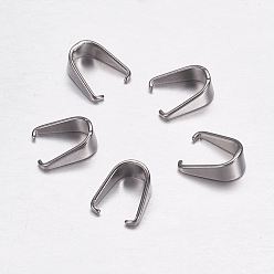 Stainless Steel Color 304 Stainless Steel Snap on Bails, Stainless Steel Color, 9x7.5x4mm
