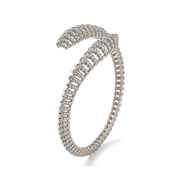 Platinum Hollow Snake Brass Micro Pave Cubic Zirconia Cuff Bangles, Long-Lasting Plated, Lead Free & Cadmium Free, Platinum, Inner Diameter: 2-1/4 inch(5.7cm)