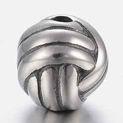 Antique Silver 316 Surgical Stainless Steel Beads, Round, Antique Silver, 10mm, Hole: 2mm