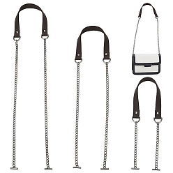 Черный 3 шт 3 стили ремни для сумок из искусственной кожи, с цепочкой из цинкового сплава и Т-образными застежками, чёрные, 620~1212x27x9 мм, 1 шт / стиль