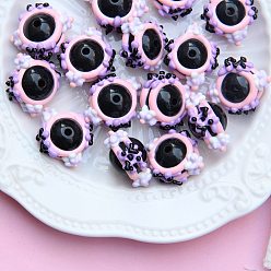 Черный Непрозрачные акриловые бусины, бусины ручной работы, Эмаль стиле, рондель, чёрные, 18~23 мм