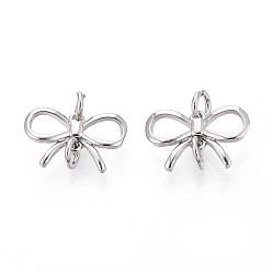 Платинированный Латунь прелести, без кадмия, без никеля и без свинца, бантом, Реальная платина, 8.5x13x2 мм, отверстие : 2.5 мм