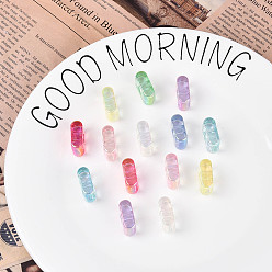 Letter I УФ-покрытие прозрачные акриловые европейские бусины, бусины с большим отверстием, разноцветные, Буква "i", 20.5x8.5x13.5 мм, отверстие : 6 мм