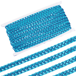 Темно-Голубой Металлизированная кружевная отделка, полиэстеровая кружевная лента «сороконожка» с пайетками, для рукоделия шитья, аксессуары для одежды, глубокое синее небо, 1/2 дюйм (12.5 мм), около 14.22 ярдов (13 м) / шт