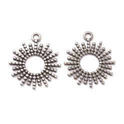 Нержавеющая Сталь Цвет Не тускнеющие 304 подвески из нержавеющей стали, солнце, цвет нержавеющей стали, 18x15x1 мм, отверстие : 1.5 мм