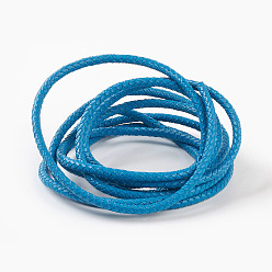Темно-Голубой Плетеный кожаный шнур с сердечником, кожаный шнур ювелирных изделий, ювелирные изделия DIY делает материал, окрашенные, круглые, глубокое синее небо, 6 мм, около 10.93 ярдов (10 м) / пачка