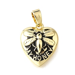 Dragonfly Латунные подвески, сердце, долговечный, без кадмия и без свинца, стойки покрытие, реальный 18 k позолоченный, стрекоза, 14.5x12.5x4 мм, отверстие : 5 мм