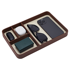 Белый 4 Кожаные подносы для демонстрации ювелирных изделий: сережек, колец и браслетов, прямоугольные, белые, 30.5x20x3.2 см