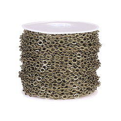 Античная Бронза Латунные кабельные цепи, несварные, с катушкой, античная бронза, 3.3x2.6x0.5 мм