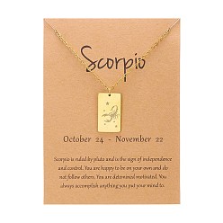 Скорпион Двенадцать созвездий подвески ожерелья, ожерелья из нержавеющей стали, золотые, Скорпион, 15.75 дюйм (40 см)